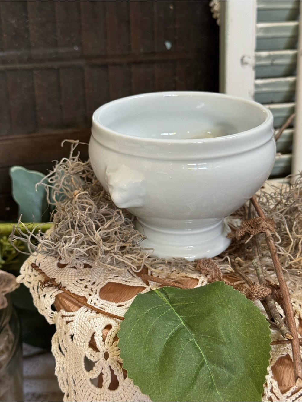 Vintage French White Porcelain Lion Head Soup Bowl | Made in France - Picture 4 of 5
